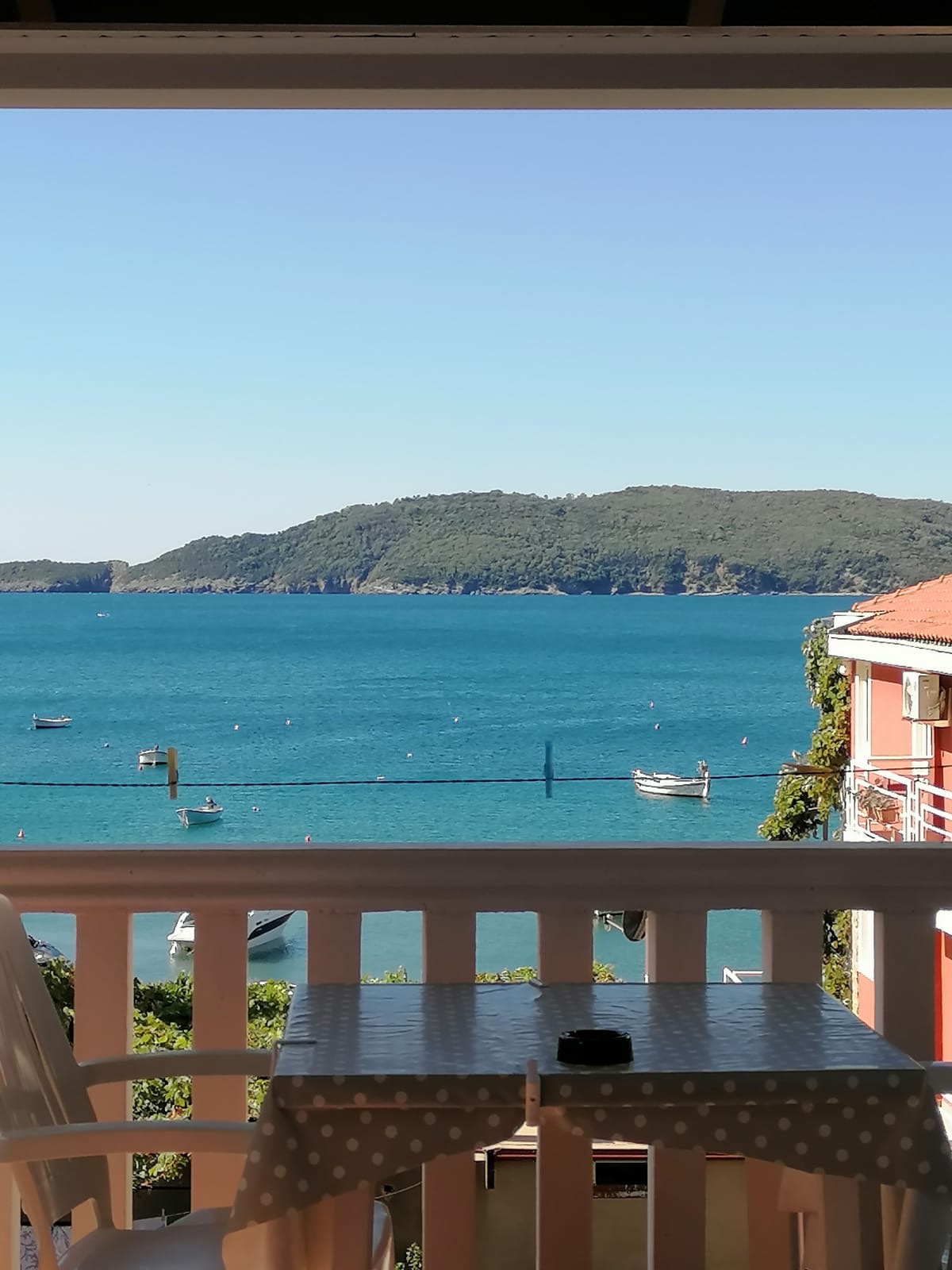 View from the terrace over the sea and the island